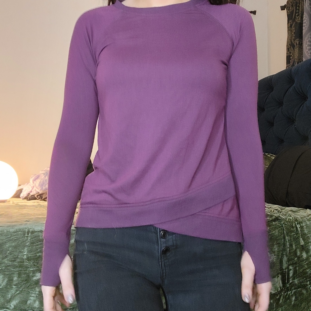 Purple Asymmetrical Thumb Sweatshirt XS